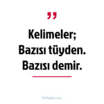 Kelimeler; Bazısı tüyden. Bazısı demir.